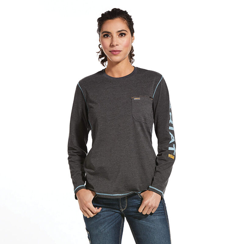 Ariat T-Shirts Damen - Rebar Workman Logo DunkelGrau ( UBOMT-6249 )